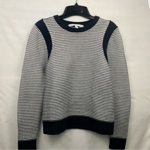 & Other Stories heavy knit black and white mock neck sweater, relaxed fit, small